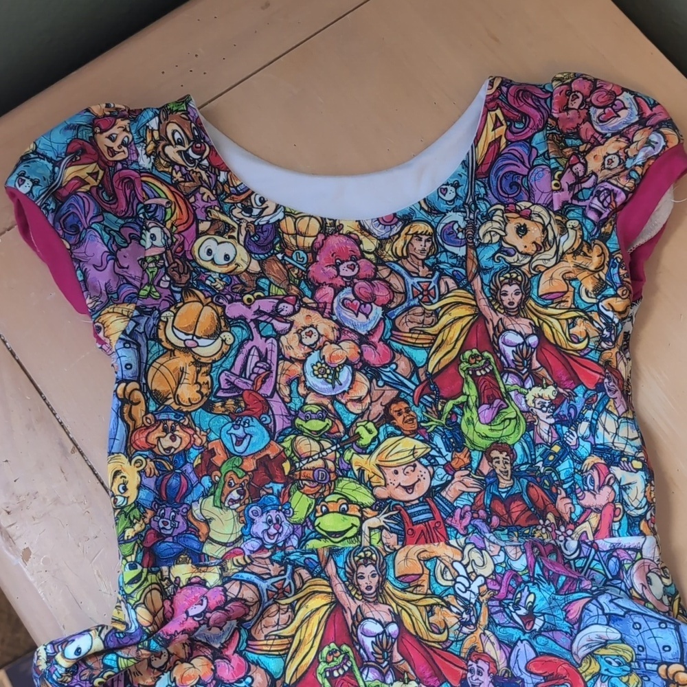Colorful Cartoon Print Short Sleeve Dress - Picture 4 of 5